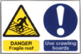 Danger Fragile Roof Use Crawling Boards